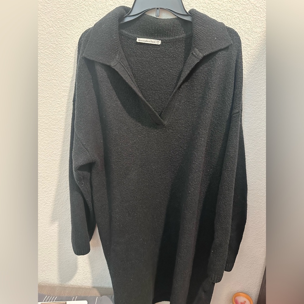 Abercrombie & Fitch Collar Black Chunky Long Sleeve Sweater Dress Sz XXL
